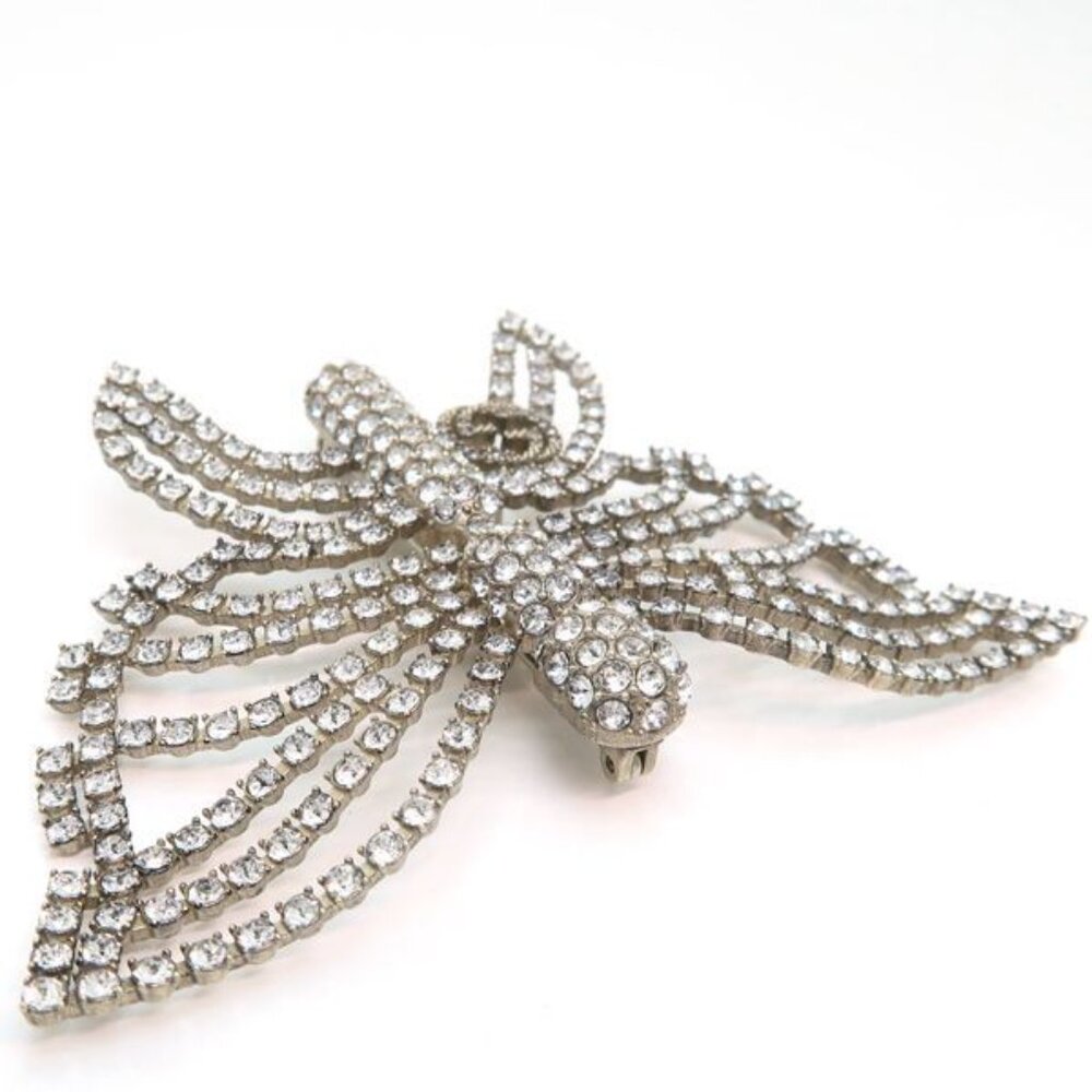 Gucci Brooch Interlocking G Butterfly Rhinestone Metal - Picture 2 of 10